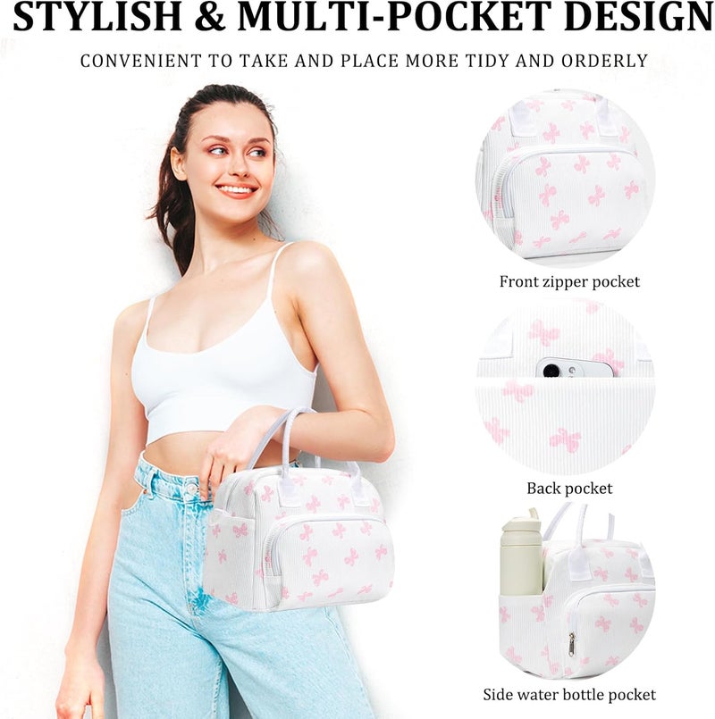 MEXS Insulated Lunch Bag for Women Men Large Reusable Lunch Box Adult Leakproof Portable Cooler Tote Bags for Work Picnic Bowknot - Image 3